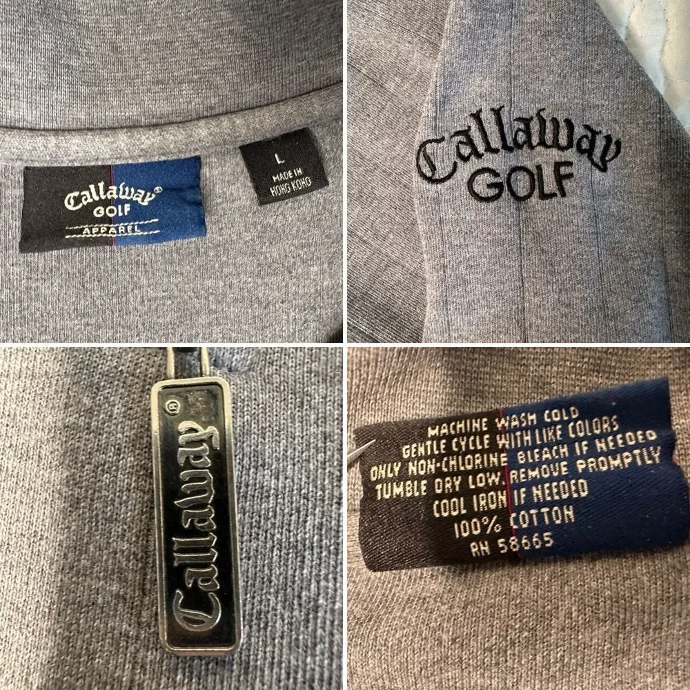 Callaway Golf Men’s Large Quarter-Zip Pullover Sweater 100% Cotton Gray